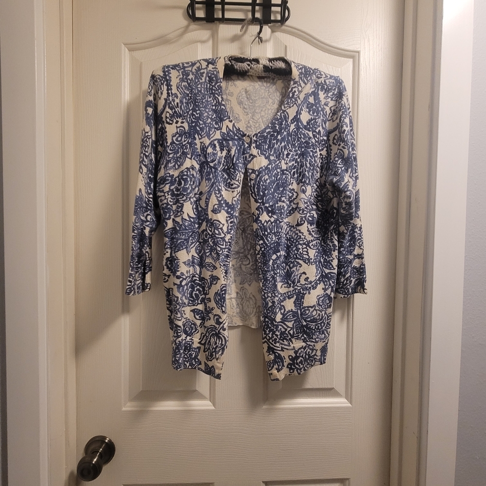 Merona Navy Floral Cardigan